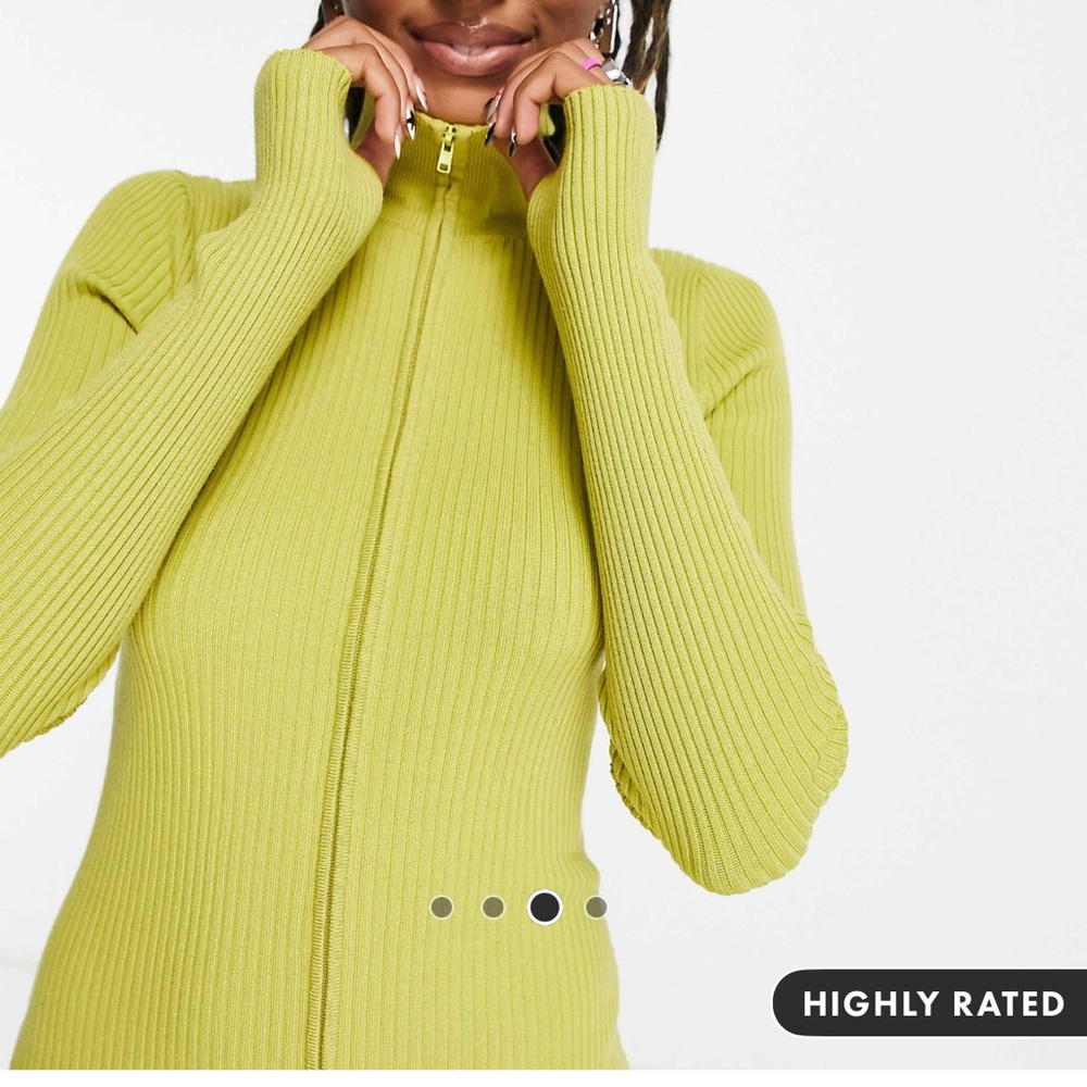 Collusion Ribbed Midi Skirt in Chartreuse - Women's Skirt. NWOT - Picture 2 of 3